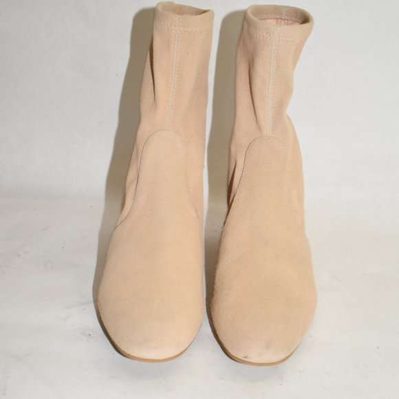 $650 Stuart Weitzman Siggy 60 Suede Bootie BEIGE SOCK BLOCK STRETCH 7.5 (PA4) - Picture 3 of 9